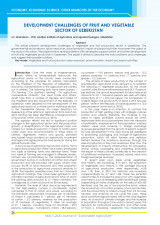 DEVELOPMENT CHALLENGES OF FRUIT AND VEGETABLE SECTOR OF UZBEKISTAN. S.T. Iskandarov - PhD, Andijan Institute of Agriculture and agrotechnologies, Uzbekistan